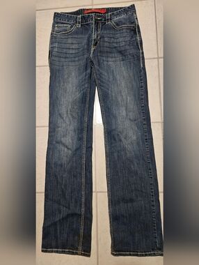 Rock Roll Straight-Leg Men's Jeans in Medium Wash Blue